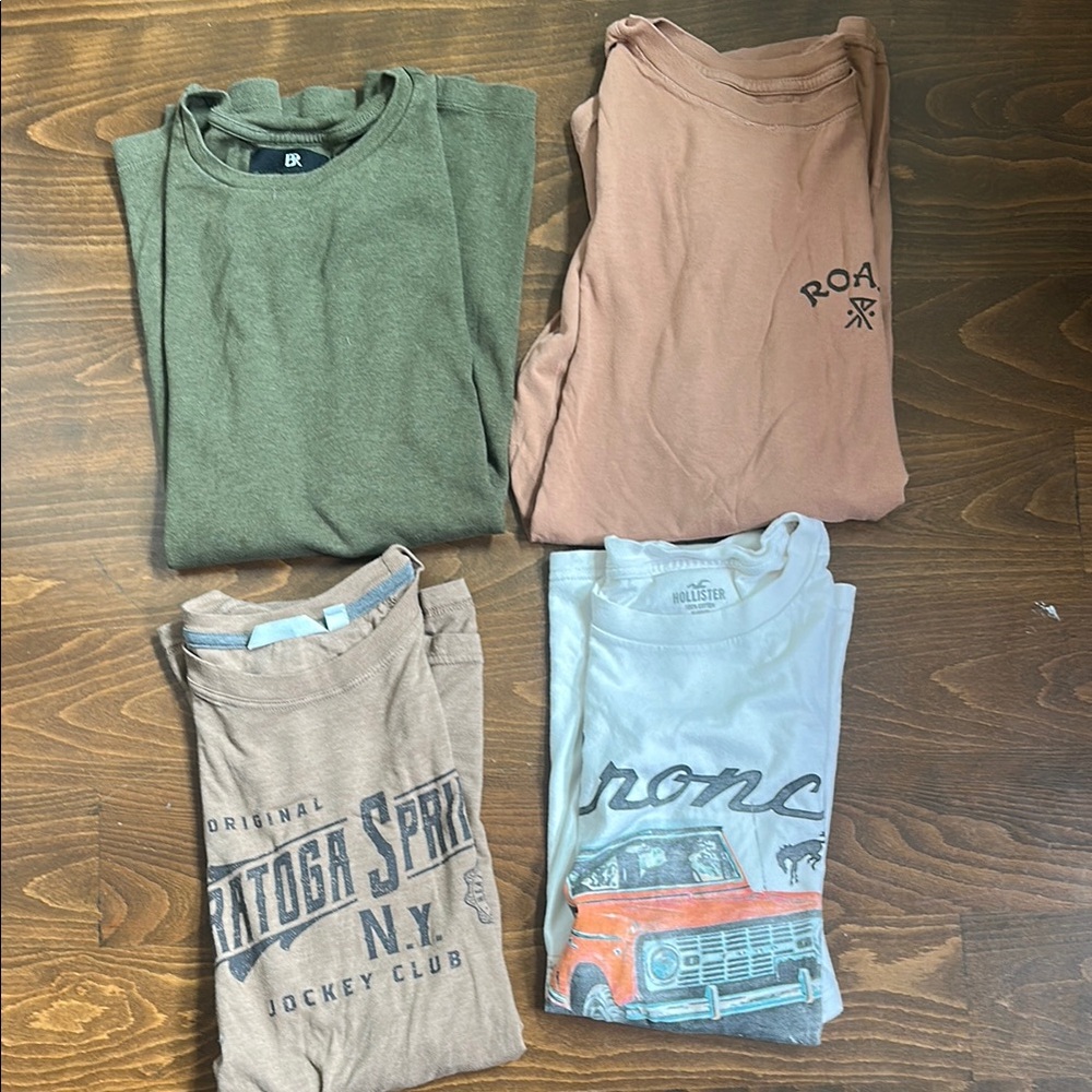 Graphic T-Shirts Bundle in Green, Brown, White, and Gray